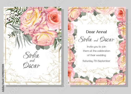 vintage card with pink roses