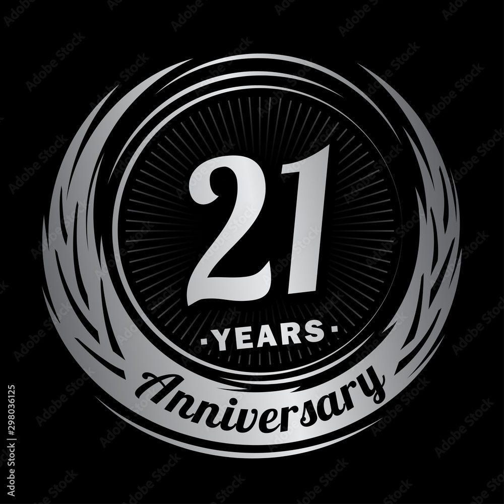 21 years anniversary. Anniversary logo design. Twenty-one years logo.