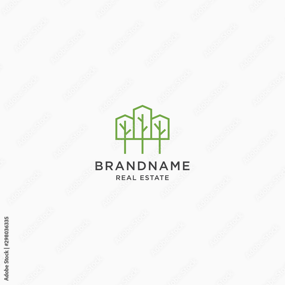 Building with tree shape eco nature Logo Icon Design Template. Green, Modern Vector Illustration Building with tree shape eco nature Logo Icon Design Template. Green, Modern Vector Illustration