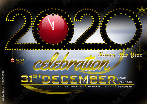 2020 celebration banner with new year eve count down concept