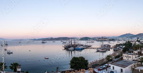 Bodrum Town, Turkey. aerial view panorama photo of Bodrum Downtown