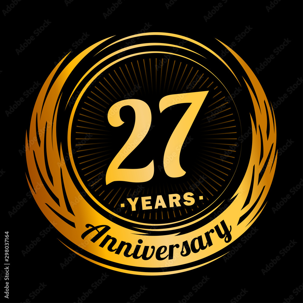 27 years anniversary. Anniversary logo design. Twenty-seven years logo.