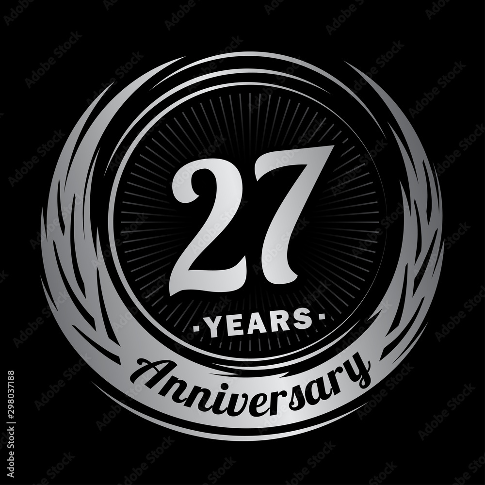 Fototapeta premium 27 years anniversary. Anniversary logo design. Twenty-seven years logo.