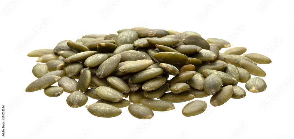 Peeled pumpkin seeds isolated on white background with clipping path Peeled pumpkin seeds isolated on white background with clipping path