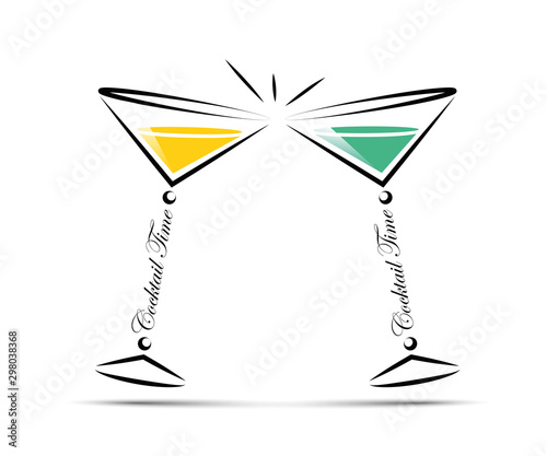 toasting with cocktails line icon vector illustration EPS10
