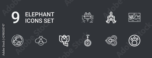 Editable 9 elephant icons for web and mobile