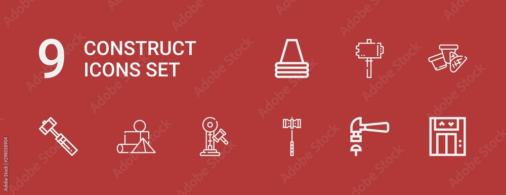 Editable 9 construct icons for web and mobile Editable 9 construct icons for web and mobile