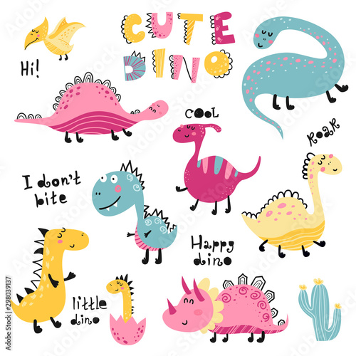 Set of cute dinosauts for children print