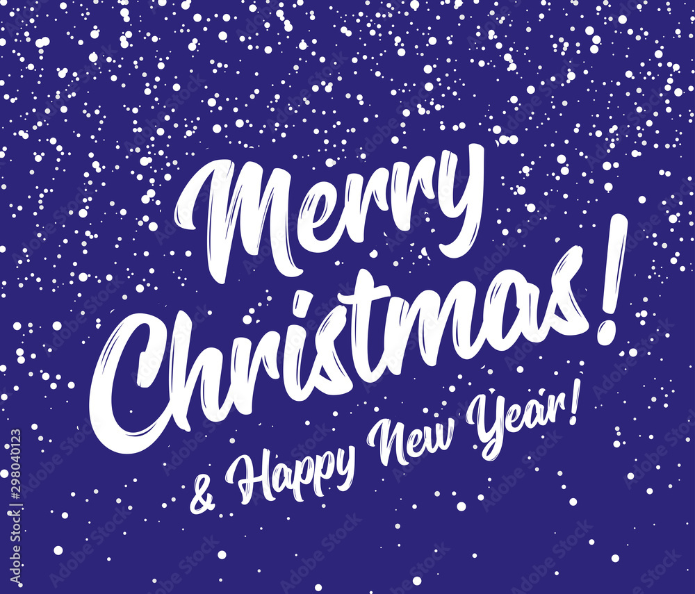 Merry christmas and happy new year snow background. Round snowflakes on a background of blue sky.