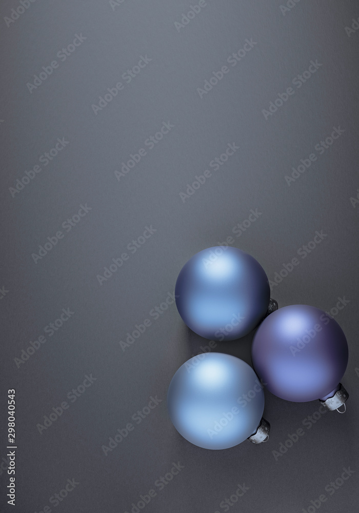 Christmas baubles on modern background for design winter holiday card.