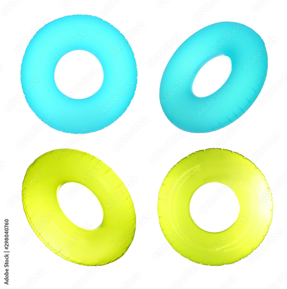 Different inflatable rings on white background Different inflatable rings on white background