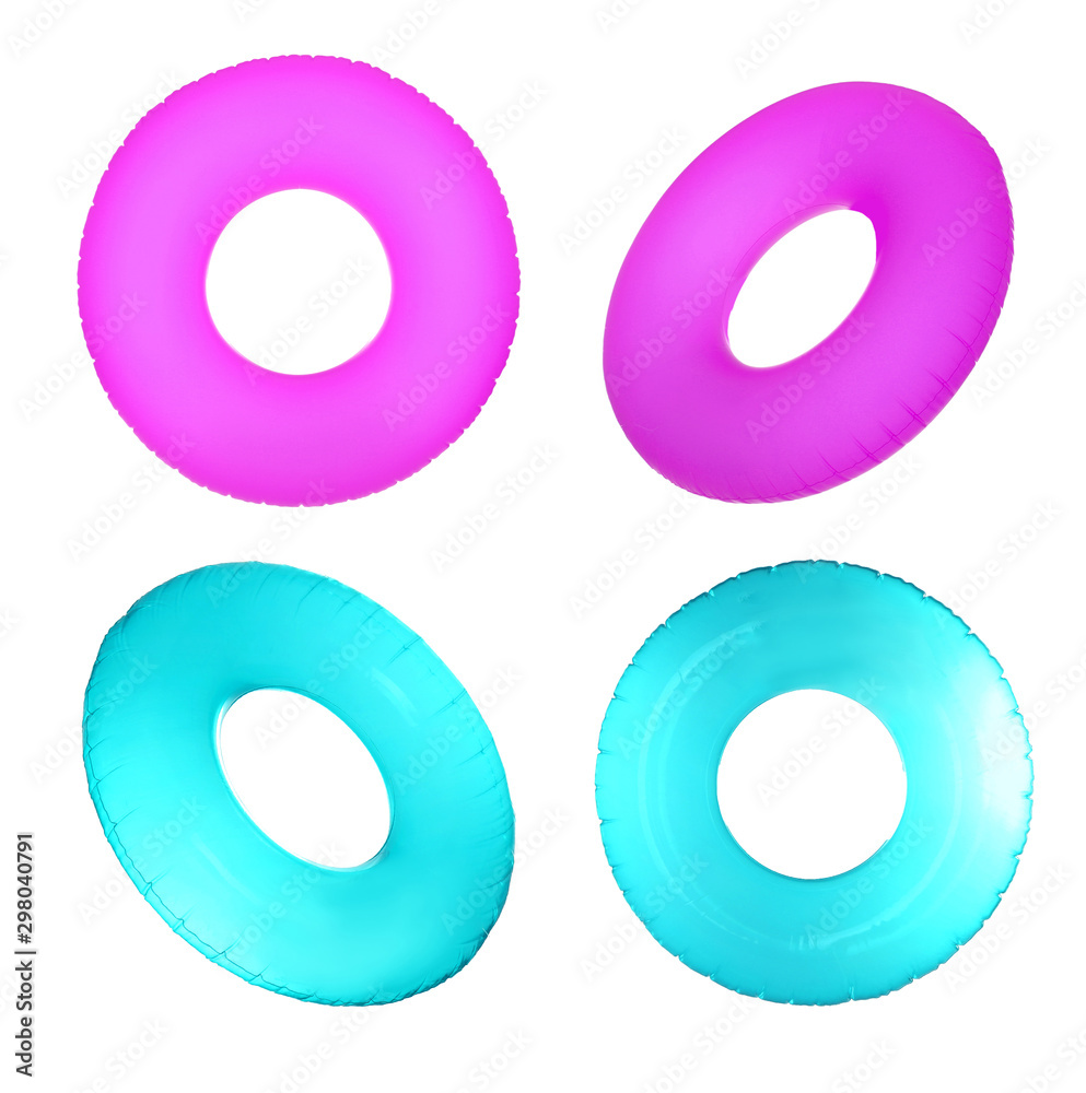 Different inflatable rings on white background Different inflatable rings on white background