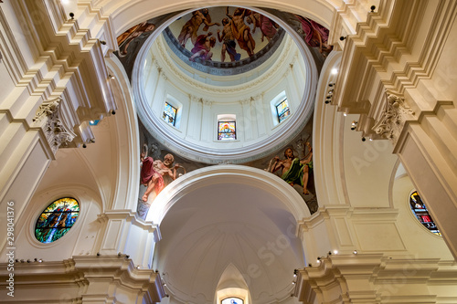 Internal view of the San Nicolò church, in the city of Noto (Southern Italy, island of Sicily). Built in the typical Sicilian baroque style, it is an UNESCO World Heritage site, is also famous for its photo