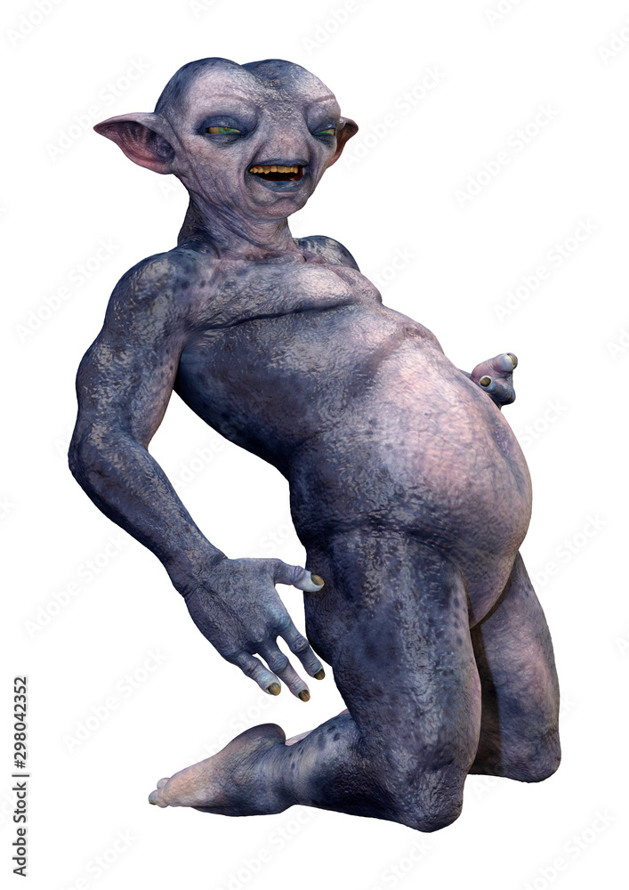 3D Rendering Blue Alien on White 3D Rendering Blue Alien on White