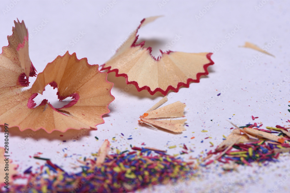 sharpened pencil and wood shavings sharpened pencil and wood shavings