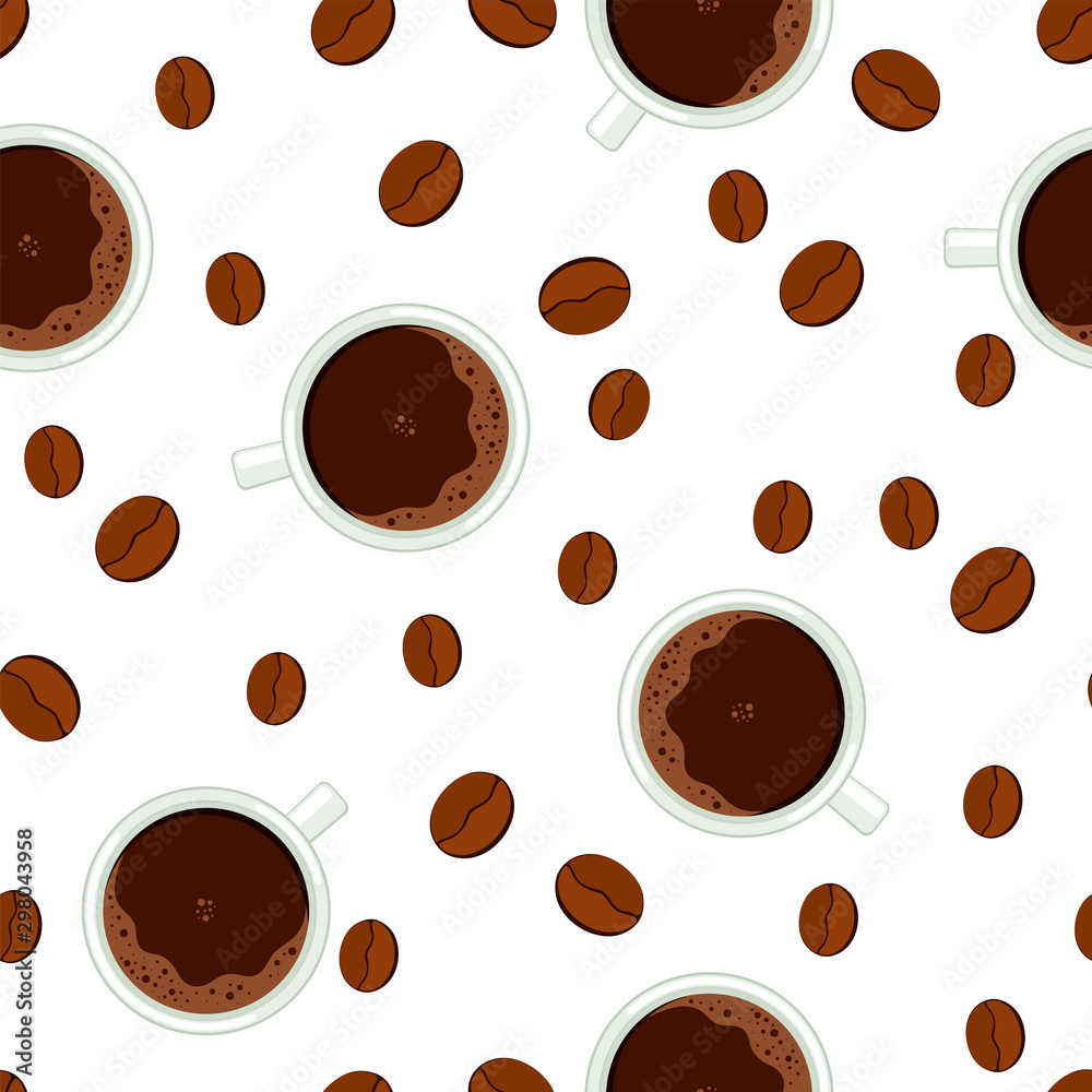 Obraz premium Seamless pattern with coffee Cup and beans.