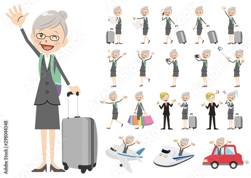 Set of business women traveling