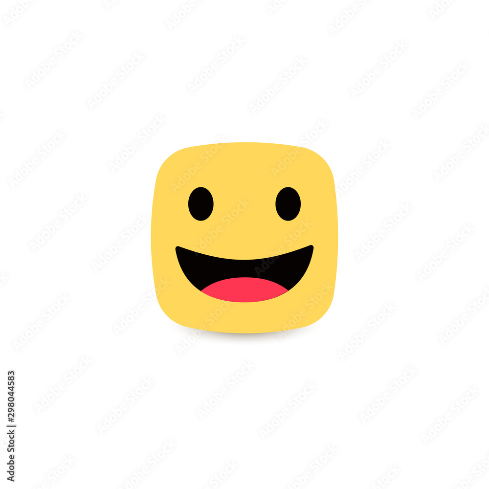 Fototapeta premium Square yellow smiley. Friendly emotion. Joyful facial expression. Approving smile. Vector icon.