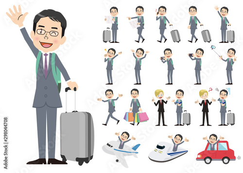 Set of business men traveling