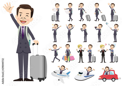 Set of business men traveling