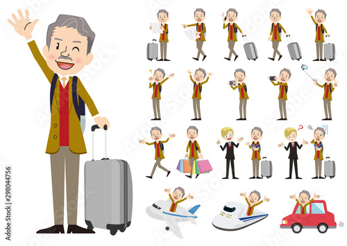 Set of business men traveling