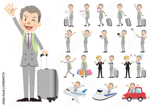 Set of business men traveling