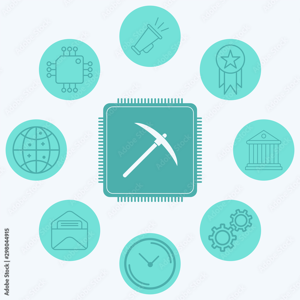 Mining cpu vector icon sign symbol Mining cpu vector icon sign symbol