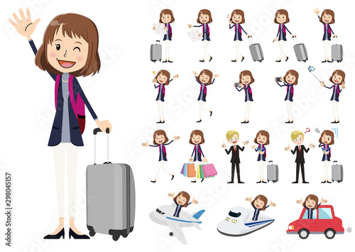 Set of women traveling