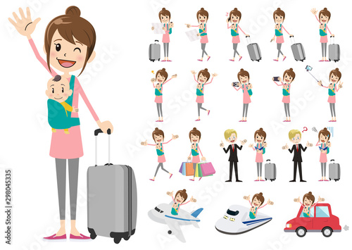 Set of women traveling