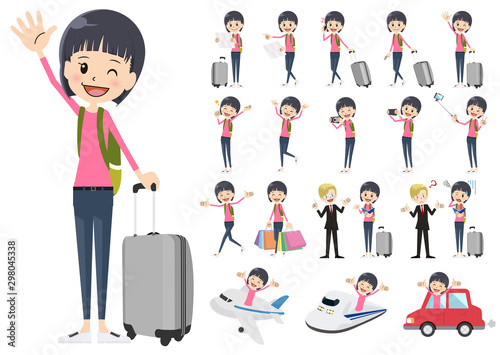 Set of women traveling