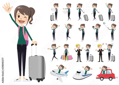 Set of women traveling