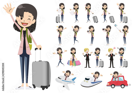 Set of women traveling