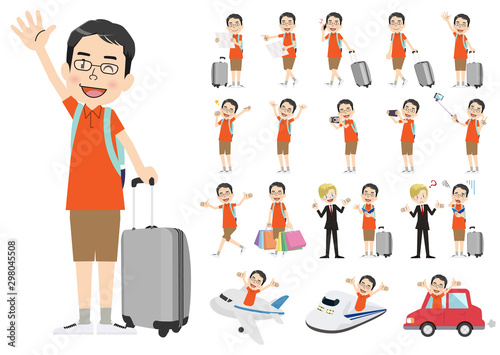 Set of men traveling