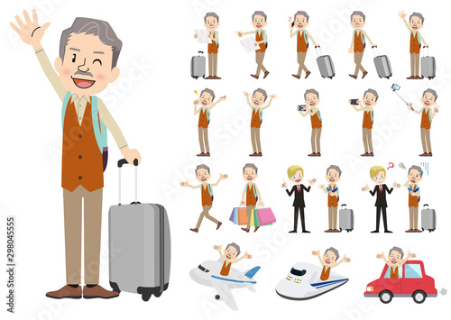 Set of men traveling