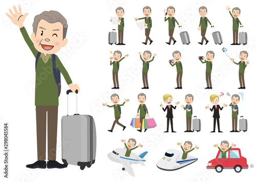 Set of men traveling