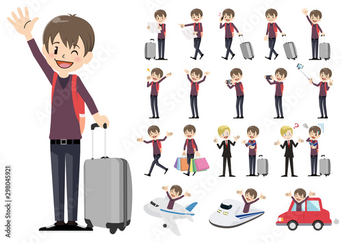 Set of men traveling