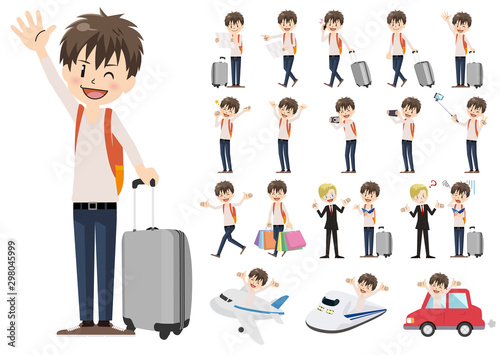 Set of men traveling