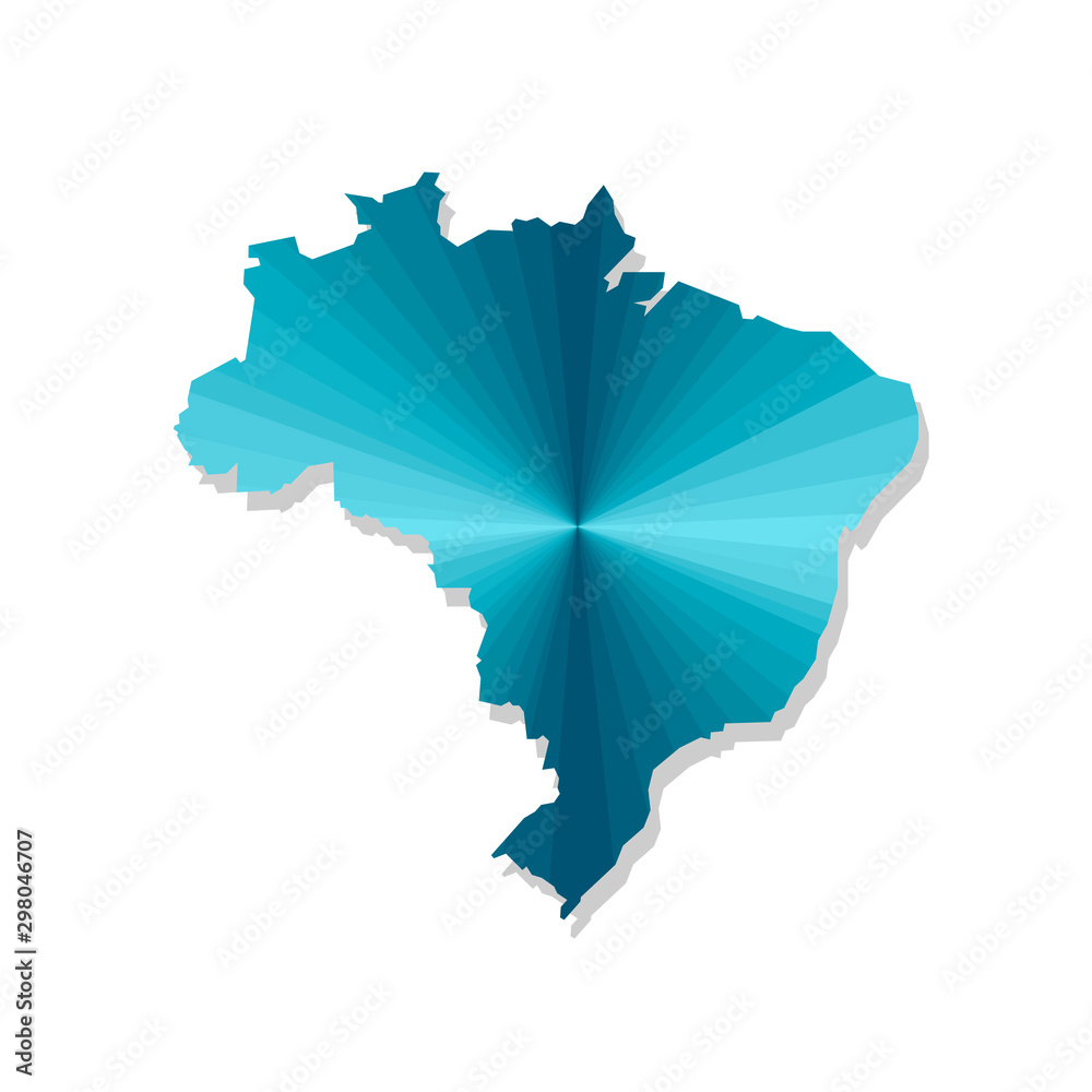 Vector isolated illustration icon with simplified blue silhouette of Brazil map. Low poly geometric style. White background Vector isolated illustration icon with simplified blue silhouette of Brazil map. Low poly geometric style. White background