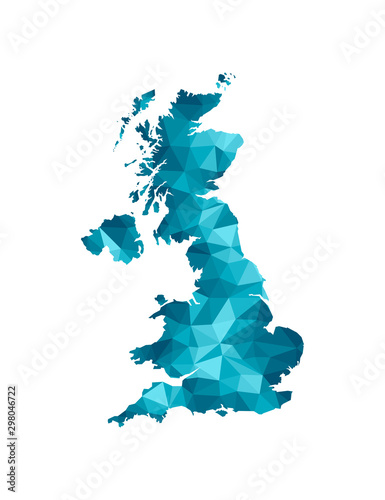 Canvas Print Vector isolated illustration icon with simplified blue silhouette of United Kingdom of Great Britain and Northern Ireland (UK) map