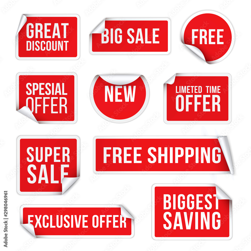 Sale stickers, promotional labels realistic vector illustration set Sale stickers, promotional labels realistic vector illustration set