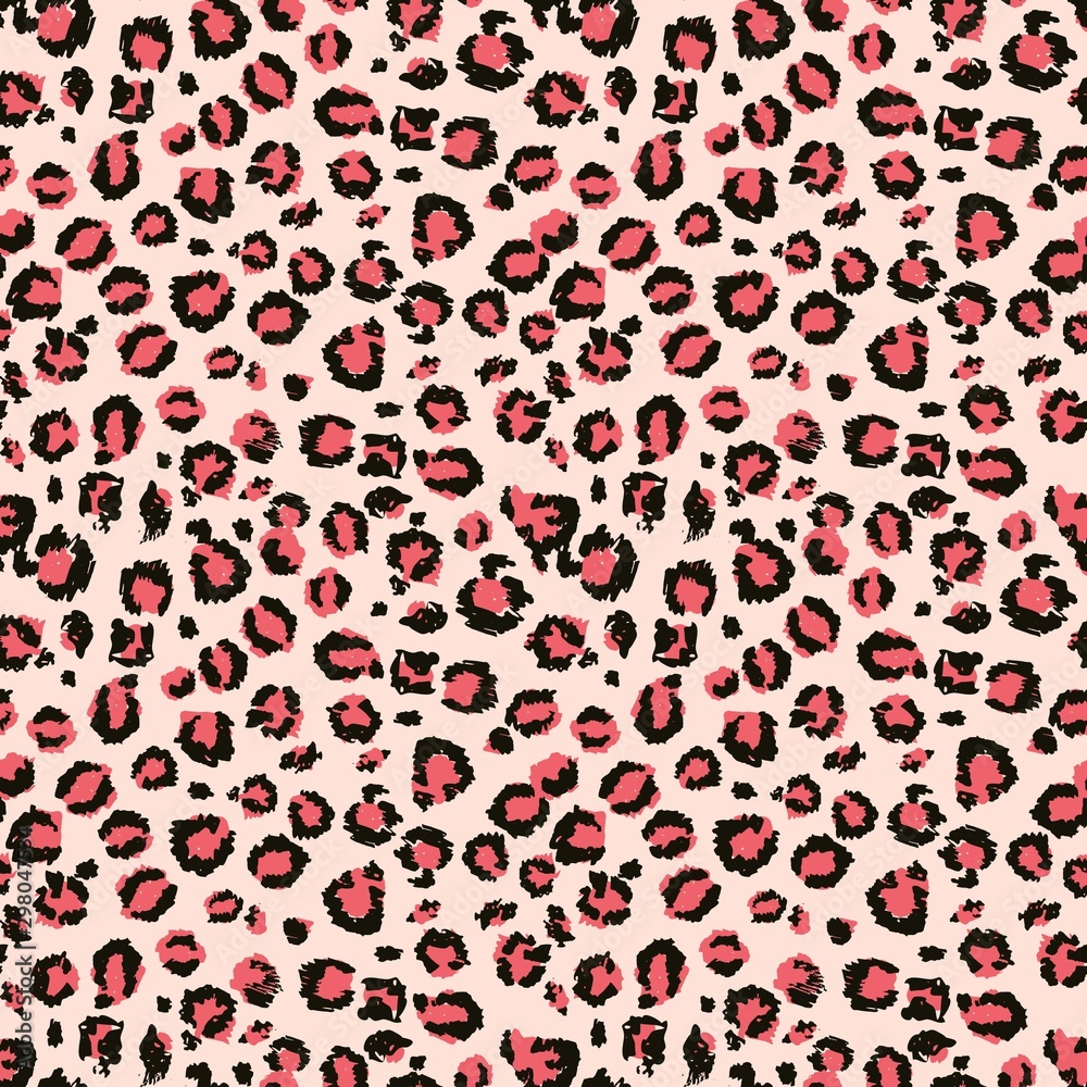 Leopard seamless pattern in pink color cover vector illustration ...