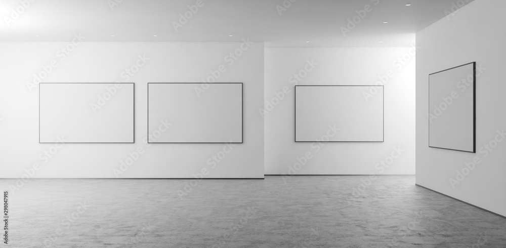 large luxury modern bright interiors with mock up poster frame illustration 3D rendering large luxury modern bright interiors with mock up poster frame illustration 3D rendering