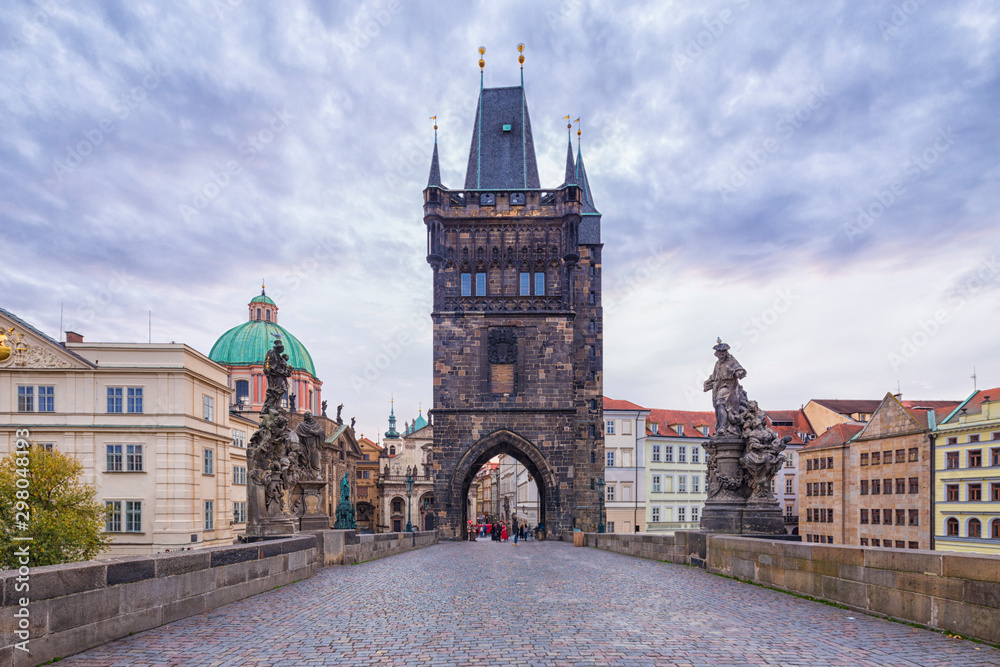 Fototapeta premium Prague, Charles Bridge in the morning. Czech Republic.