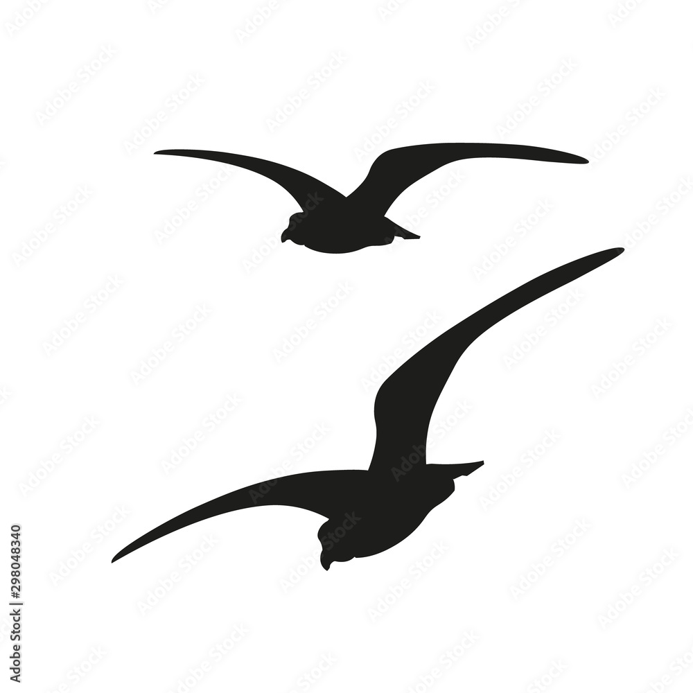 Fototapeta premium Flying seagulls, vector image in flat style