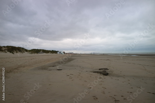 footprints in sand Dunkirk beach 