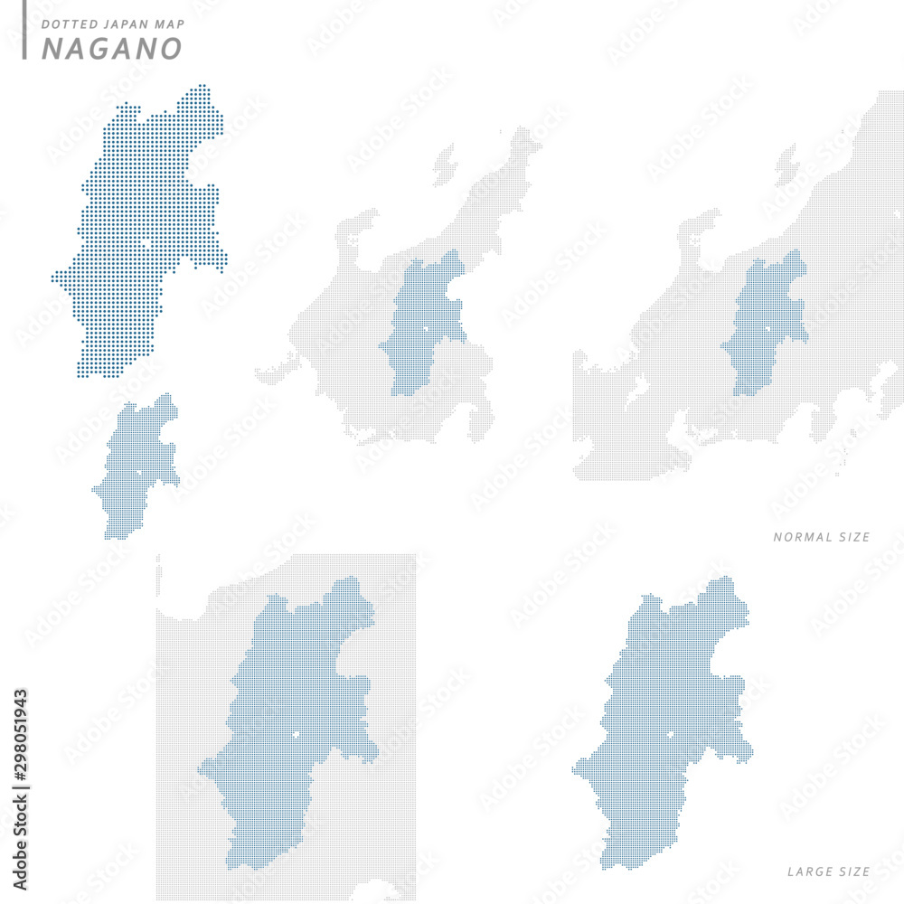 dotted Japan map, Nagano