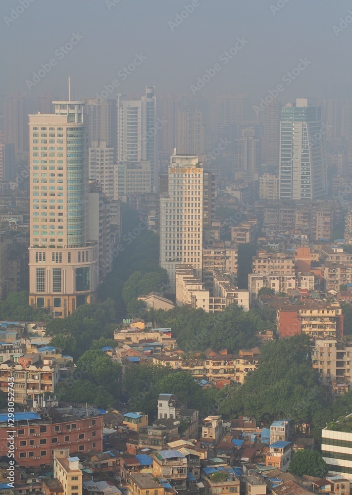 Obraz premium Guangzhou city under threat of coronavirus