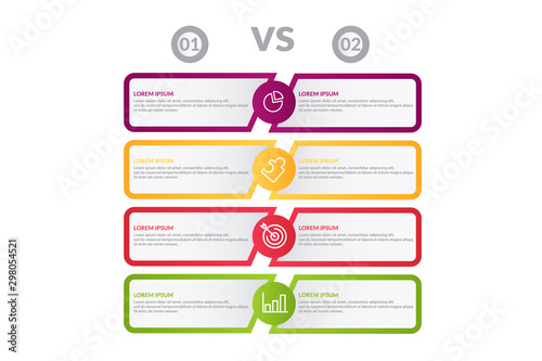 comparison infographic flow chart design . business infographic concept for presentations, banner, workflow layout, comparison diagram, flow chart and how it work