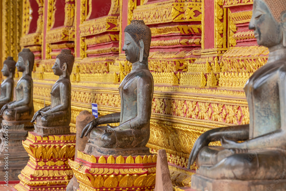 Fototapeta premium The Architecture and Ancient Buddha image and Sculpture Detail of (Hor Pha keo Museum).Haw Pha Kaew Museum in Vientiane, Laos.