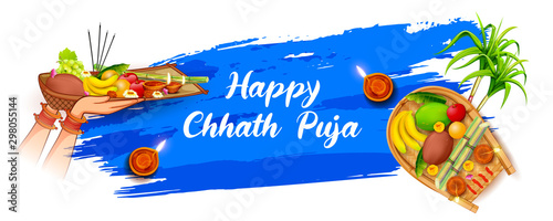 illustration of Happy Chhath Puja Holiday background for Sun festival of India